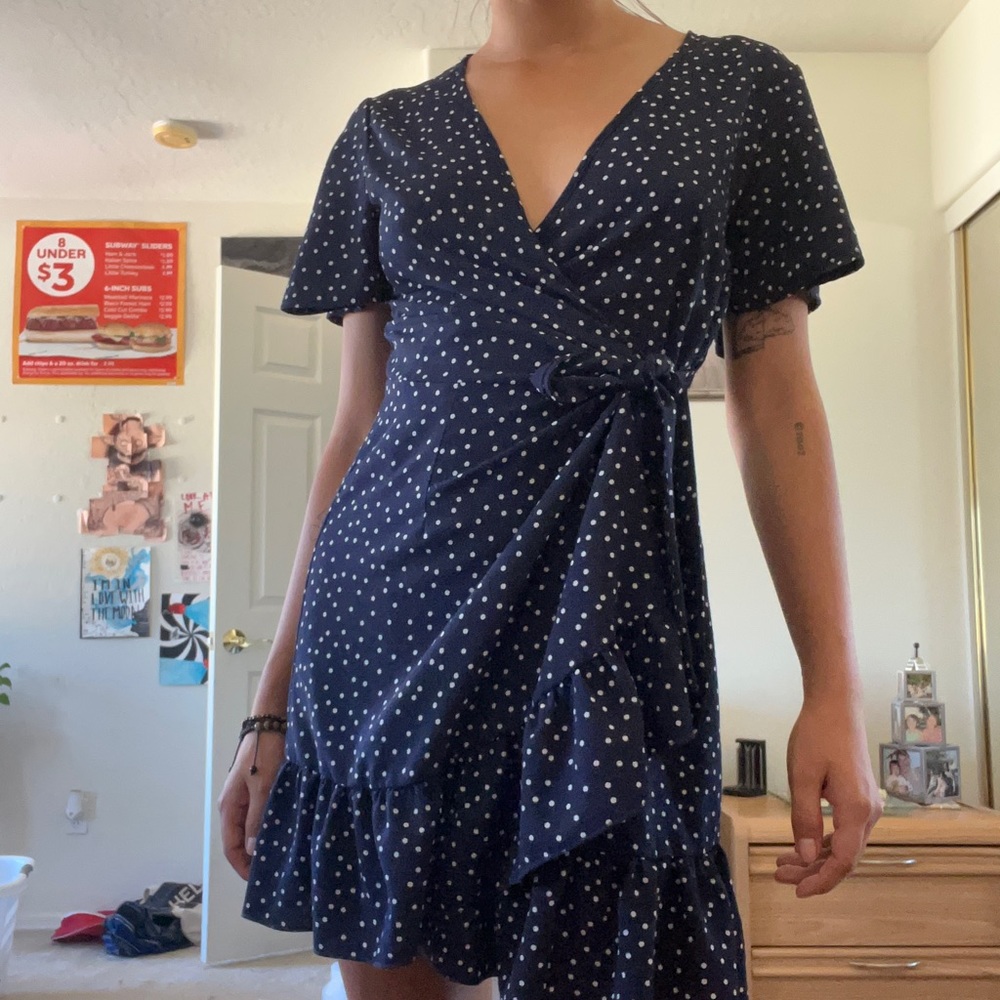 Polka dot wrap dress